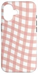 Coque pour iPhone 16 Rose et blanc carreaux vagues classiques