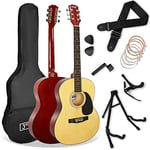 3rd Avenue Pack Guitare Acoustique 4/4 Taille Standard pour Débutants, Housse, Médiators, Jeu de Cordes de Rechange, Stand, Sangle, Capodastre – Naturel