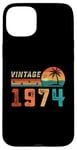 Coque pour iPhone 15 Plus Cadeau d'anniversaire 51 ans pour homme femme Palm rétro vintage 1974