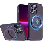 S. Dawezo Coque Magnétique pour iPhone 13 Pro Max 6.7" Compatible avec Magsafe, Support Invisible Rotatif à 360°, Protection Militaire, Coque Anti-Empreinte Digitale pour iPhone 13 Pro Max, Violet