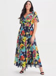 Scarlett & Jo Isabelle Bright Floral Maxi Dress, Blue/Multi