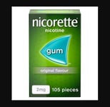 Nicorette Chewing Gum Original Flavor 2mg - Pack Of 105 exp 09/25