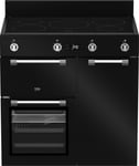 Beko 90cm Freestanding Multifunction Range Cooker with Induction Cooktop - Black - BRC916IMB