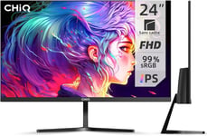 Moniteur 24 Pouces, Full HD 1920x1080, Moniteur Ultra Plat, 3 côtés sans Cadre, IPS, 99% sRGB, Écran PC, 100Hz, FreeSync, Interface HDMI & VGA, DP, VA, Montage VESA, Déverrouillage Rapide