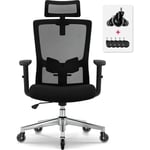 Daccormax - Chaise de Bureau, Ergonomique, Appui-Tête, Soutien Lombaire et Accoudoire Réglable, Fauteuil de Bureau Inclinable, Chaise Bureau Base en