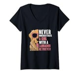 Womens Never Underestimate A Girl With A Labrador Retriever Lab Dog V-Neck T-Shirt