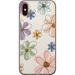 Apple iPhone X Transparent Mobilskal Tecknade Blommor