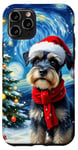 Coque pour iPhone 11 Pro Miniature Schnauzer Starry Night Christmas Van Gogh Dog