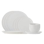 Bloomingville - Addison 12-del Servis Set White - Vit - Stengods - Koppar & Glas