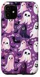 Coque pour iPhone 11 Violet Pop Art Géométrique Mignon Fantôme Spooky Pastel Goth Rétro