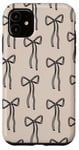 Coque pour iPhone 11 Noeuds esthétiques beige et noir doux pour fille