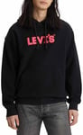 Levi's Men's Relaxed Graphic Sweatshirt Hoodie, Headline Logo Po Caviar, M