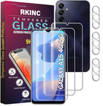 RKINC Verre Trempé pour Samsung Galaxy A15 5G / 4G avec Caméra Protecteur [Lot de 3 + 3] Film Protection écran, Dureté 9H 0,33 mm HD Glass [Garantie à vie][sans Bulles d'air][Résistant aux rayures]