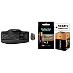 Logitech MK710 Wireless Keyboard and Mouse Combo, QWERTZ German Layout - Black + Duracell NEW Optimum AA Alkaline Batteries [Pack of 4] 1.5 V LR6 MX1500