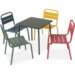 Salon de jardin enfant. table et chaises métal enfant - Anna - Multicolore. 4 places. table et chaises. 48x48cm - Multicolore