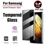 Skärmskydd för Samsung Galaxy S22 Ultra i härdat glas med integritetsskydd, anti-fingeravtryck och fingeravtryckslåsning