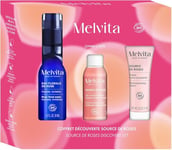 Melvita, Coffret hydratant et repulpant : routine complète avec eau florale de rose, essence hydra-repulpante et crème, pour une peau éclatante et revitalisée, Écoresponsable, Idéal pour les Fêtes