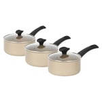 Salter Saucepan Set Non-Stick Induction Safe With Lids 16/18/20cm Olympus Gold