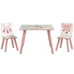 Kids Table and Chairs Childrens Desk 2 Chairs Pink Animal Face Design