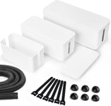 Boîte Cache Câble, Lot De 3 Boite Rangement Cable, Cache Multipr - Boite Rangement Pour Cables Chargeurs Et Multipr S -Boitier Cache Câbles- Boite Multipr - Boite Cache Multipr ,Blanc