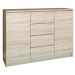 Parme Commode style moderne chambre/salon/bureau 120x40x97 2 portes+ 4 triroirs Meuble de rangement moderne