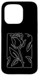 Coque pour iPhone 15 Pro Rose Fleur Abstraite Dessin Minimaliste one Line Art