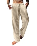 YAOBAOLE Pantalon Homme Lin Pantalon Ete Homme Pantalon Detente Homme Pantalon Yoga Homme Coton Kaki M