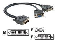 Kramer Adc-Dm/Df+Gf - Dvi-Splitter - Dvi-I (Hann) Til Hd-15 (Vga), Dvi-D (Hunn) - 30 Cm - Formstøpt