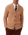 Kallspin Cardigan Homme en Laine Mélangée à Col Châle Pull Gilet Boutonné en Tricot avec Poches (Kaki, XXL)