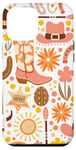 Coque pour iPhone 14 Plus Orange Cowboy Boot Cowgirl Hat Long Live Western Cowgirls