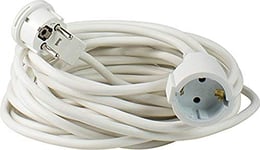 as - Schwabe 51021 Rallonge de 10 m avec fiche Plate – Rallonge avec fiche de Contact de Protection et raccord de Terre – pour l'intérieur – Extrêmement Plat – 230 V, 16 A – IP20 – Blanc