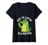 Womens See You Later Alligator Gator Good Bye Cute Cartoon Funny V-Neck T-Shirt