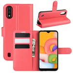 Galaxy A01      Pu Wallet Case    [Red]