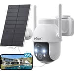 ieGeek Camera Surveillance Exterieur sans Fil WiFi Solaire 2K 360° PTZ Camera Solaire Vision Nocturne Couleur Détection Humaine PIR