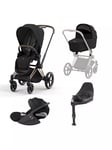 Cybex Priam Pushchair, Carrycot & Cloud T PLUS i-Size Car Seat with Base T Bundle, Rose Gold/ Sepia Black