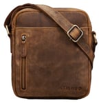 STILORD 'Kennedy' Sacoche Vintage Cuir Homme Sac à Bandoulière Petit pour Tablette PC Sac Messager Besace pour Hommes en Cuir véritable, Couleur:Marron Moyen