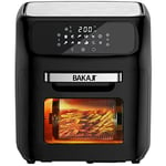 Bakaji Four friteuse à air chaud Frigge Cuisinière grille sèche sans huile Airfryer capacité 12 l écran LED tactile 12 programmes minuterie réglage température puissance 1800 W (Noir)