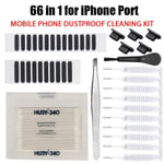 Ensemble De Livres De Port De Charge De Haut-Parleur De Téléphone Portable,Bouchon Anti-Poussière Pour Iphone 15,14,13,Samsung,Kit De Nettoyage D'écouteurs Xiaomi,Brosse,66 - Type 66pcs For Ios Port