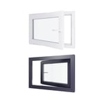 Fenêtre PVC - LxH 900x600 mm - Triple vitrage - Blanc intérieur - Anthracite extérieur - Ferrage Gauche