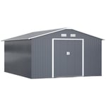 13 X 11ft Outdoor Garden Storage Shed w/2 Doors Galvanised Metal