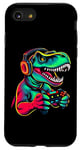 Coque pour iPhone SE (2020) / 7 / 8 Gaming Dinosaurs- Le T-rex joue aux jeux vidéo