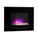 Electric Fireplace Space Indoor Heater Fan LED Flames Decor Stones 1800 W Black