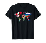 International world flags and world map for children T-Shirt