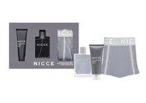 Nicce Eau de toilette en spray 100 ml, nettoyant pour le corps 100 ml et ensemble boxers