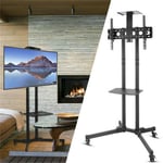 Mobile Floor Standing TV Stand Cart Unit with Bracket Mount Tray Trolley Wheels