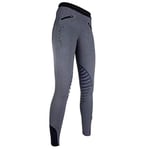 HKM Legging d'équitation Starlight-Genouillères en Silicone Mixte, Gris mélangé/Noir, 152