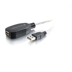 C2G 12M Active-USB 2.0 A Male to USB 2.0 A Female Black Active USB Extension Cable, Long Distance USB Extension Lead