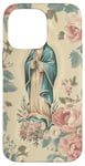 iPhone 14 Pro Max San Judas Tadeo Virgen Mary Floral Religious Case