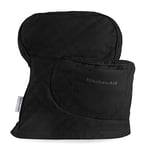 KITCHENAID Fitted Tilt-Head Solid Stand Mixer Cover with Storage Pocket, Quilted 100% Cotton, Onyx Black, 14.4"x18"x10"