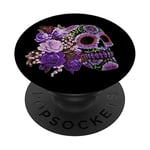 Purple, Sugar Skull, Floral, Day Of The Dead Sugarskull PopSockets Grip and Stand for Phones and Tablets